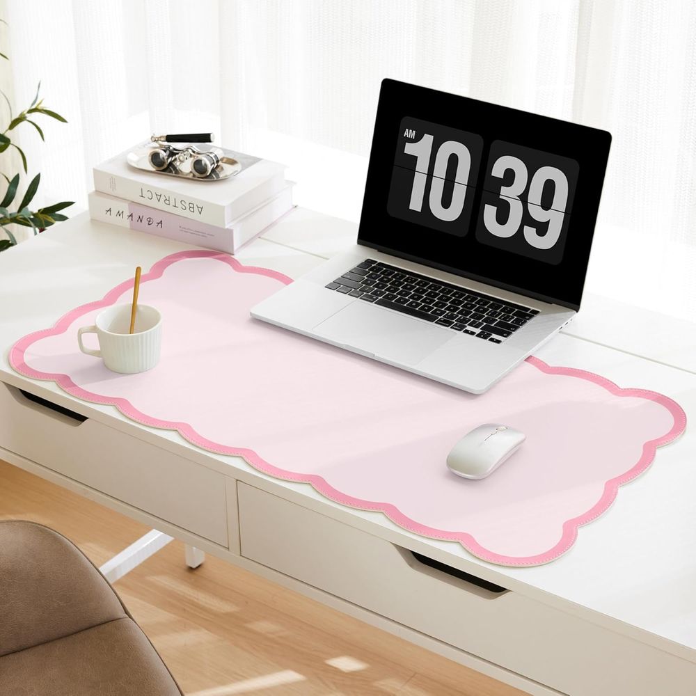 Laptop Accessories Writing Pad - Large Pink PU Leather Desk Mat,