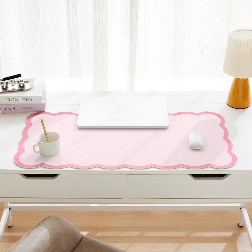 Large Pink PU Leather Desk Mat - Laptop Accessories Writing Pad review and price