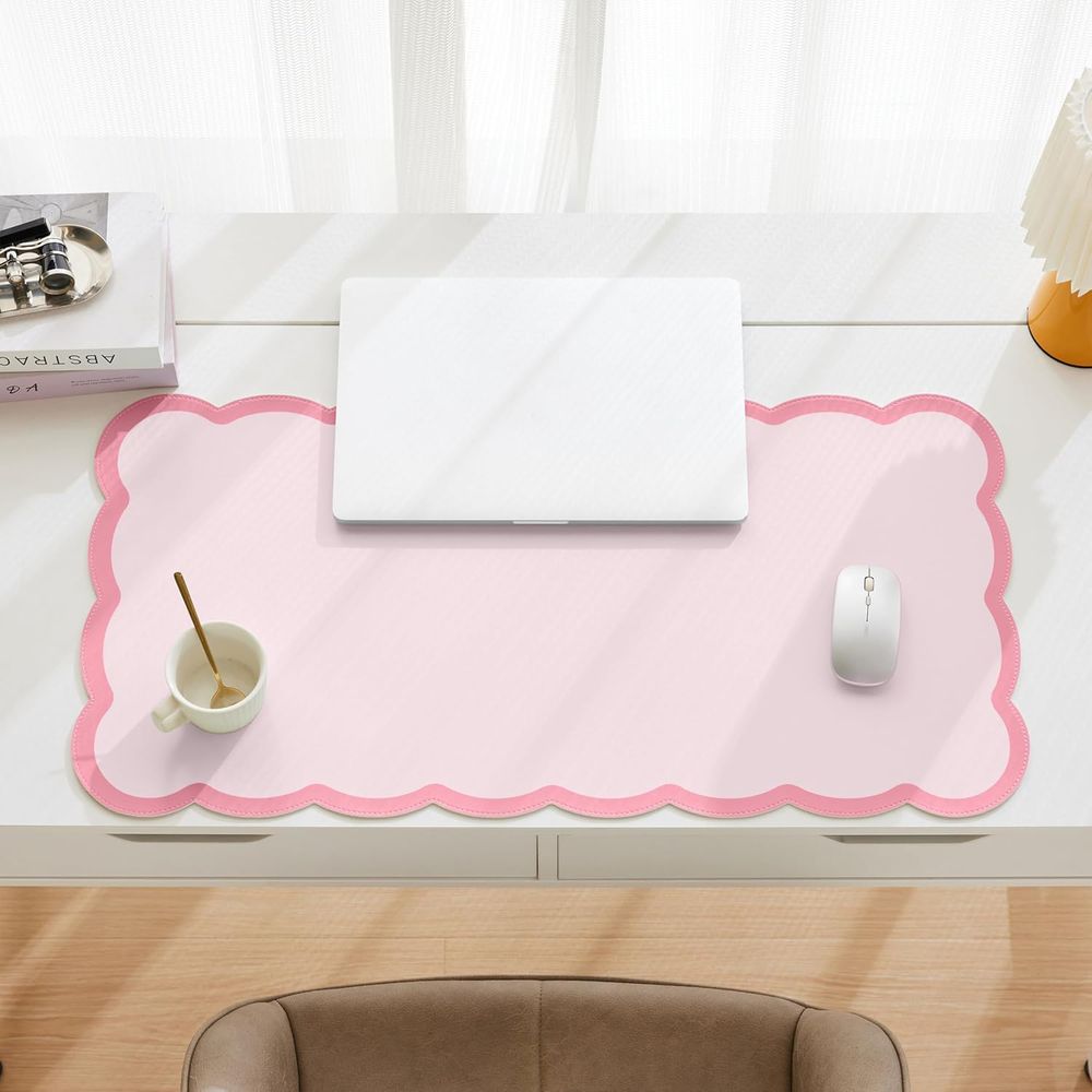 Large Pink PU Leather Desk Mat - Laptop Accessories Writing Pad review and price